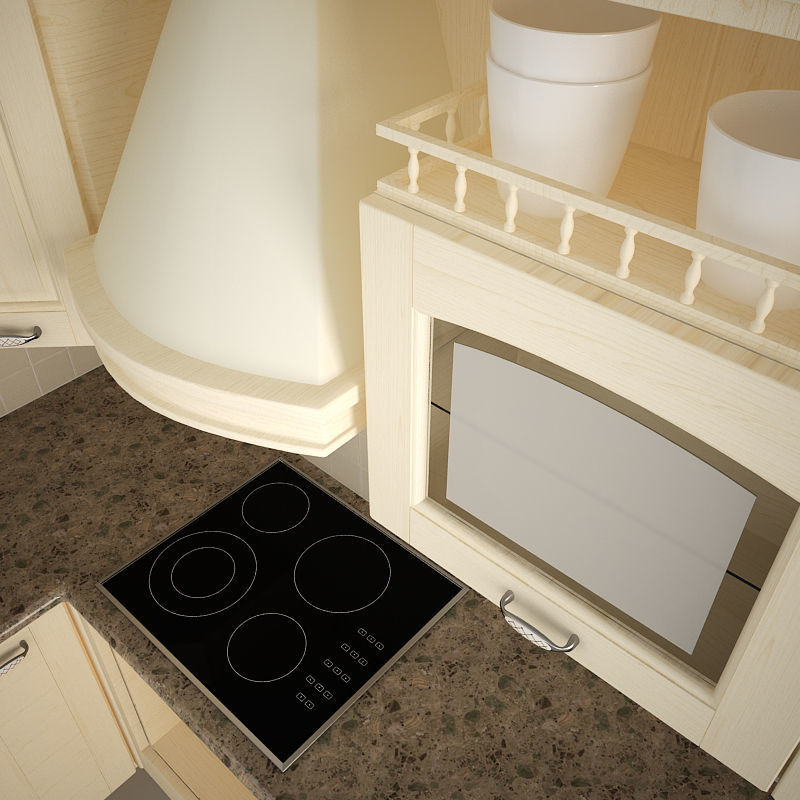 Modular Traditional Kitchen set 3D model_3