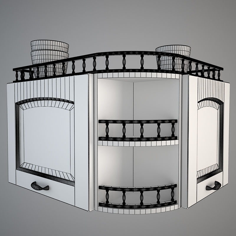 Modular Traditional Kitchen set 3D model_9