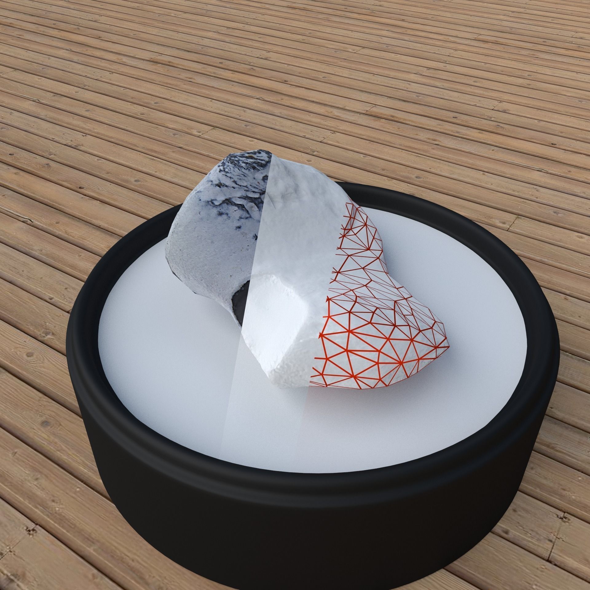 Scanned firestone from the Baltic sea render and game ready Low-poly 3D model_6