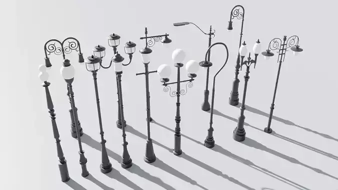 Street light   - 14 pieces 3D model