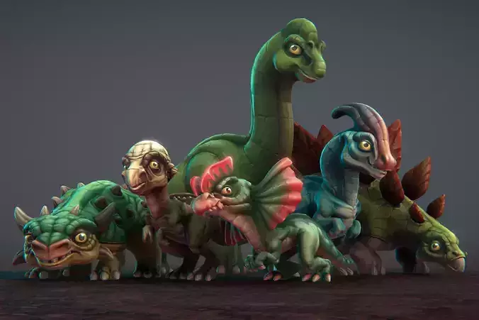 Toon Dinosaurs 2 Low-poly 3D model