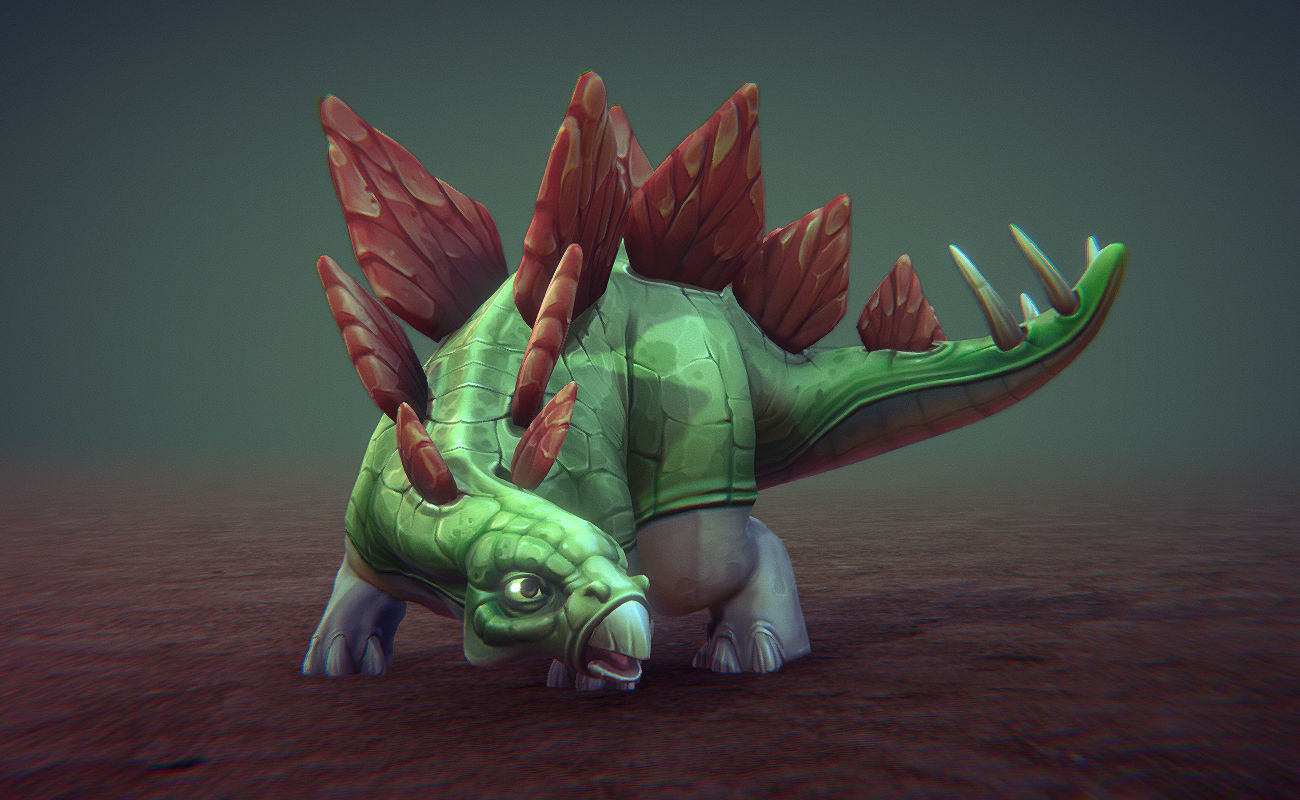 Toon Dinosaurs 2 Low-poly 3D model_12