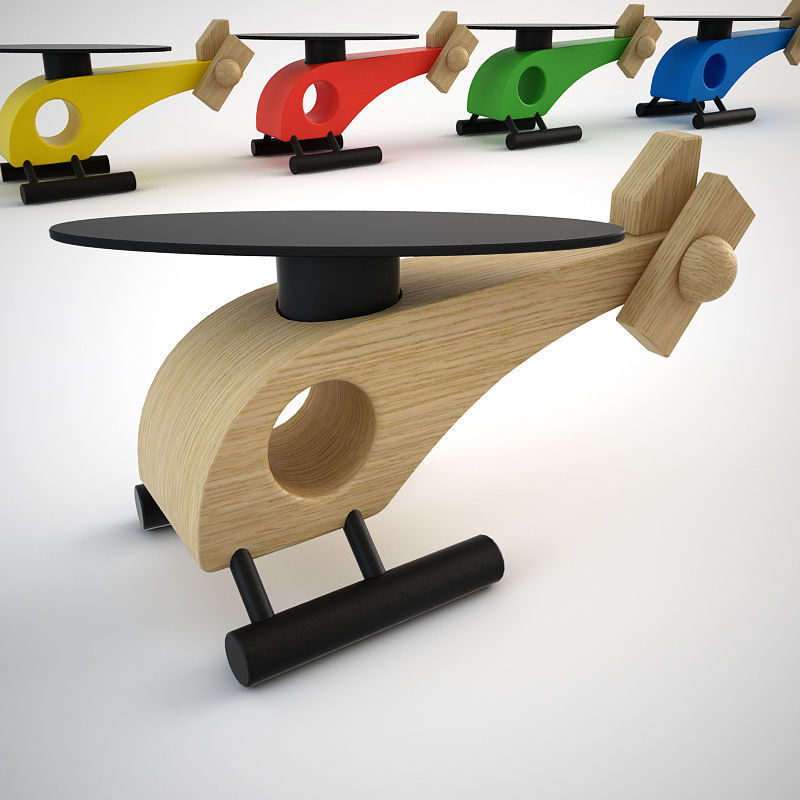 Wooden Helicopter Toy Set Low-poly 3D model_1
