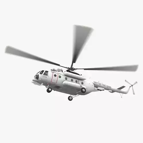 Mi-8MTV United Nations Animated Low-poly 3D model