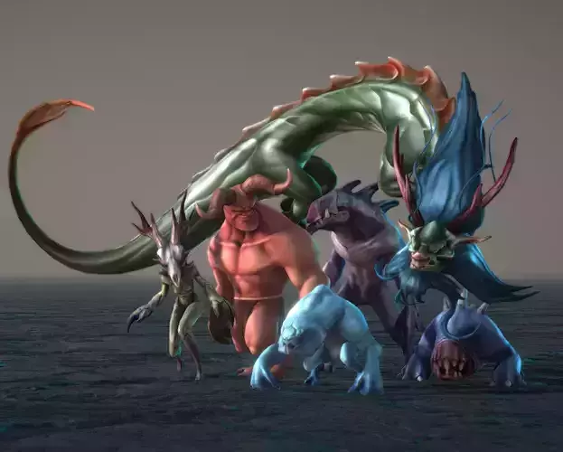 Monster Creatures Low-poly 3D model