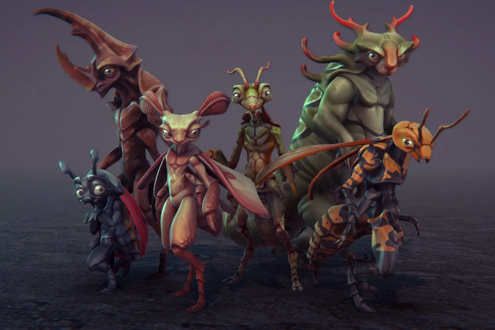 Insect Characters Low-poly 3D model_0