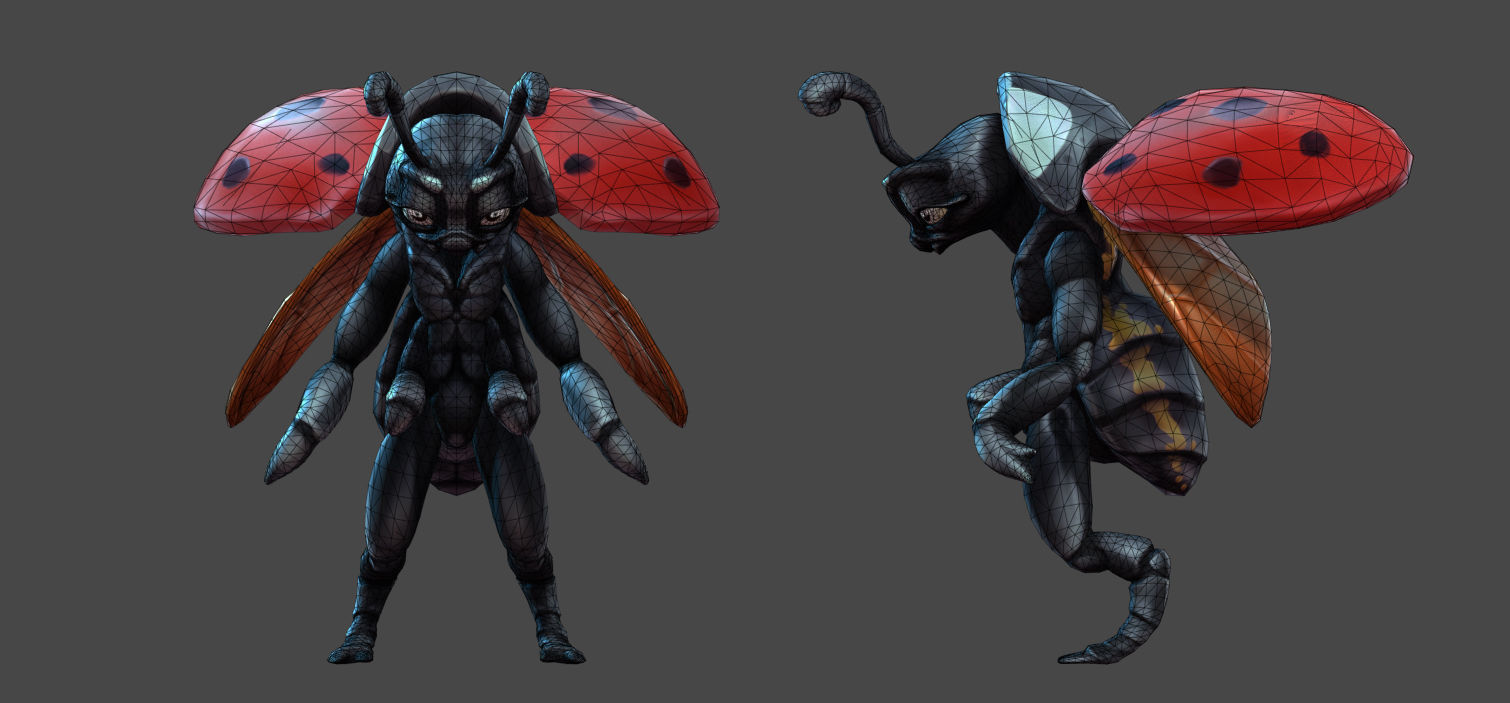 Insect Characters Low-poly 3D model_12