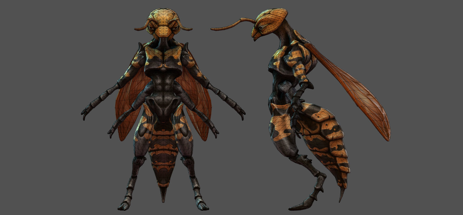 Insect Characters Low-poly 3D model_10