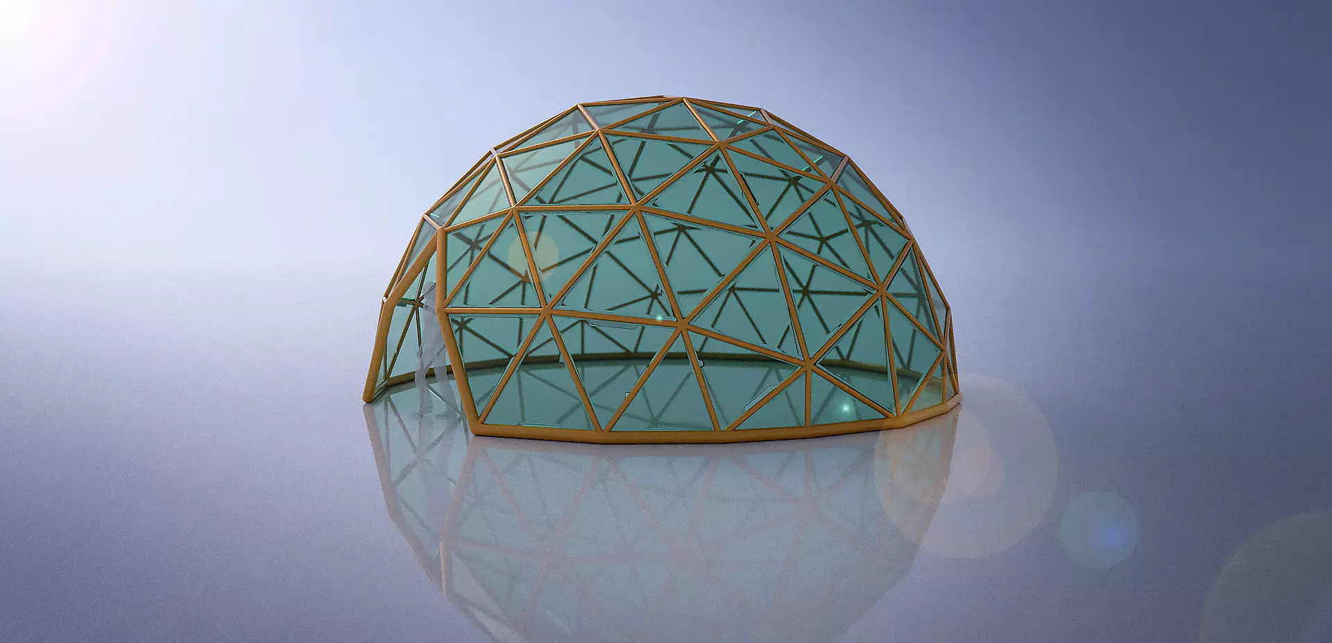 Large dome with glass panels and entry 3d DOME 3D model_0