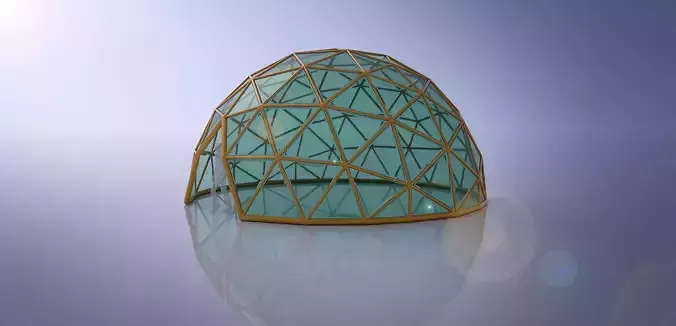 Large dome with glass panels and entry 3d DOME 3D model