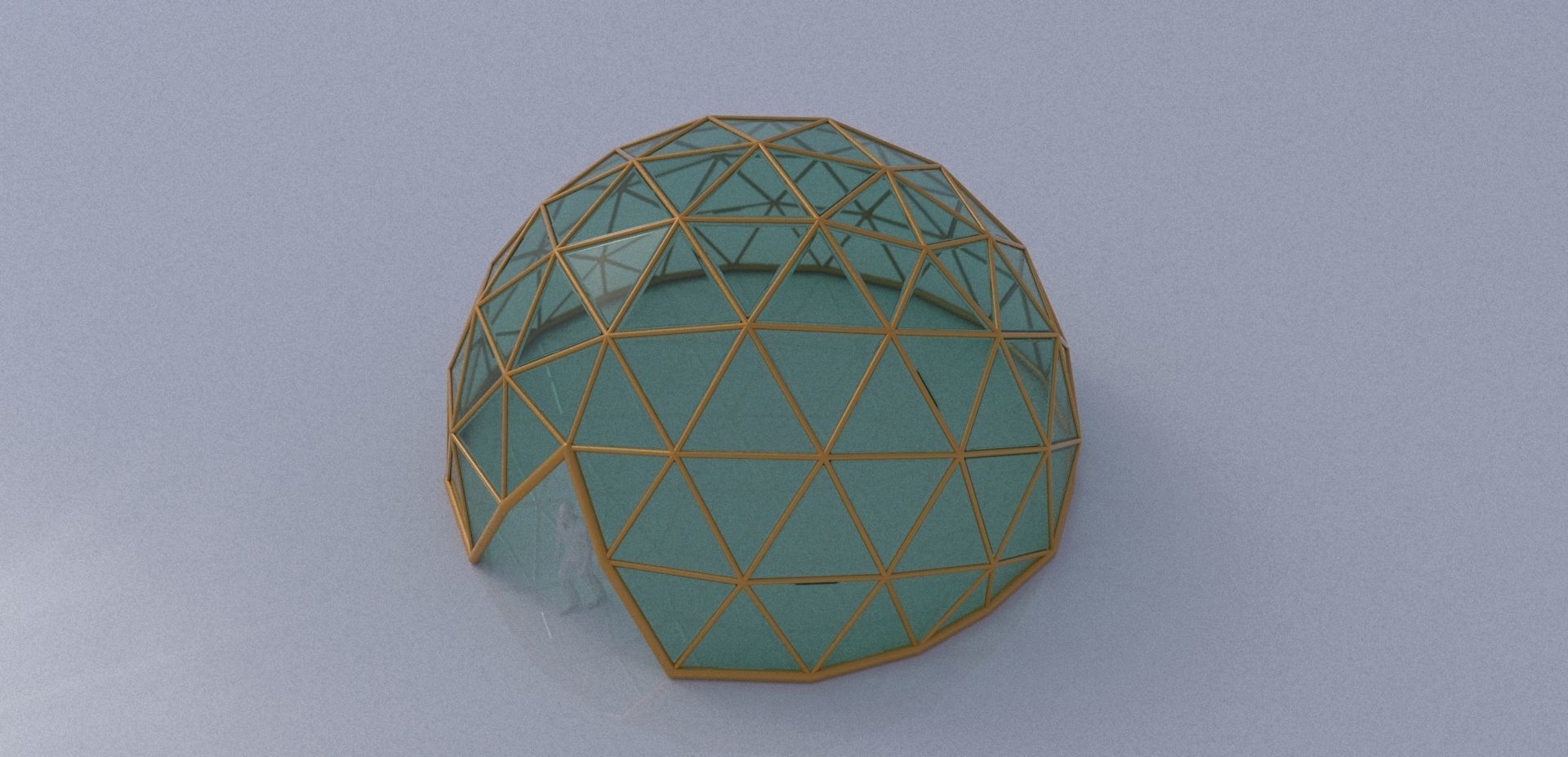 Large dome with glass panels and entry 3d DOME 3D model_6