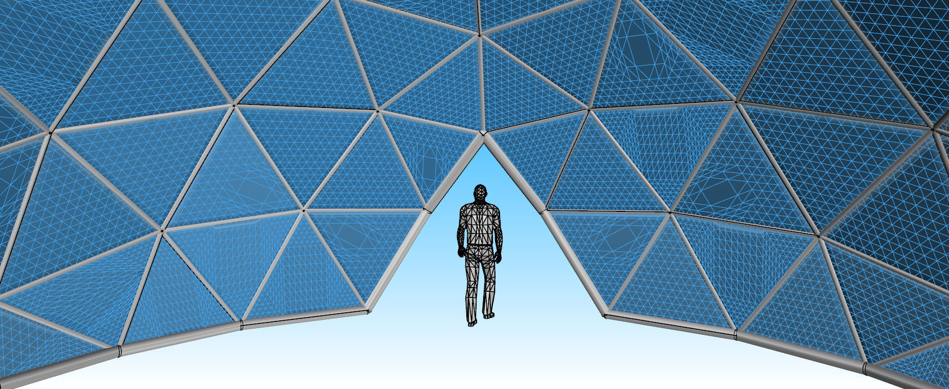 Large dome with glass panels and entry 3d DOME 3D model_15