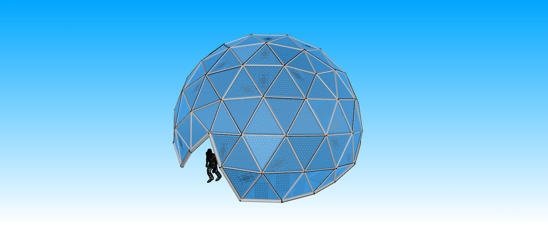 Large dome with glass panels and entry 3d DOME 3D model_21