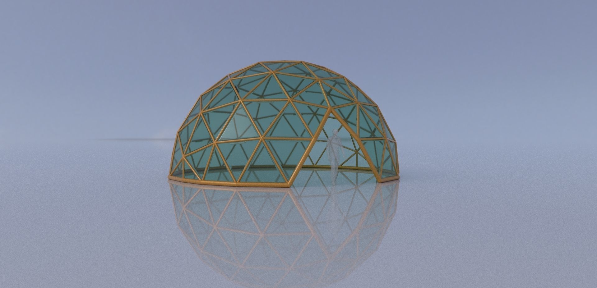 Large dome with glass panels and entry 3d DOME 3D model_3