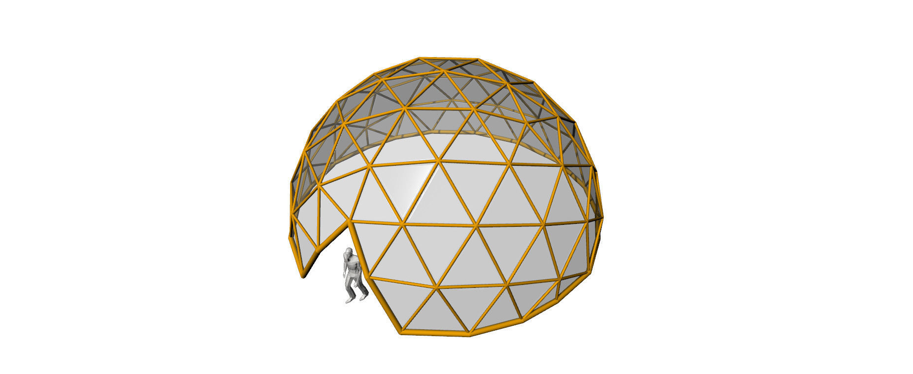 Large dome with glass panels and entry 3d DOME 3D model_23