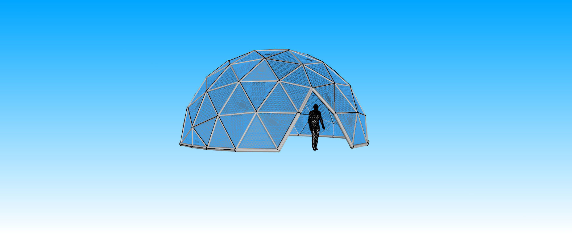 Large dome with glass panels and entry 3d DOME 3D model_9