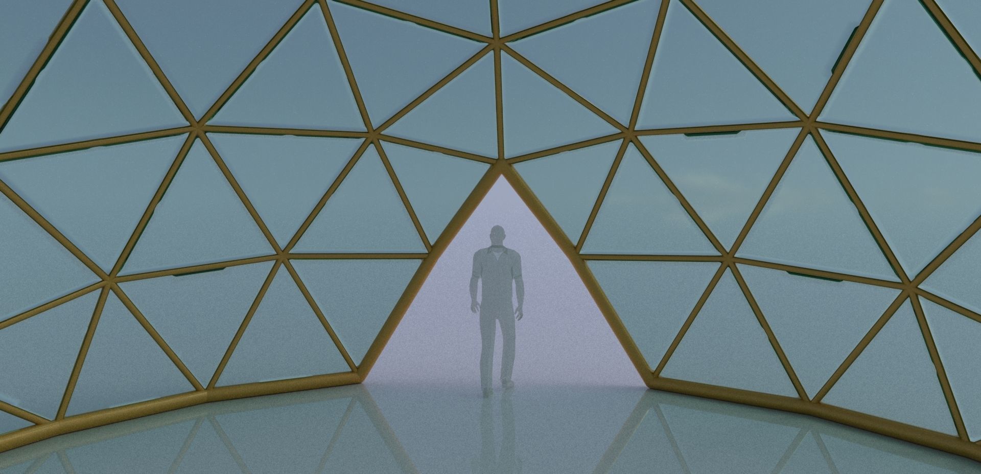 Large dome with glass panels and entry 3d DOME 3D model_7