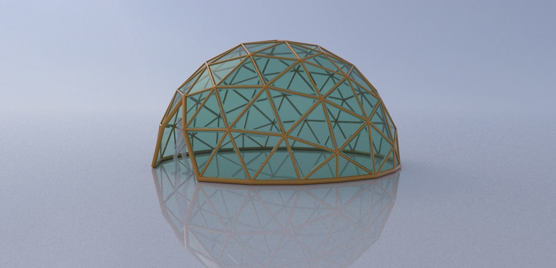 Large dome with glass panels and entry 3d DOME 3D model_5