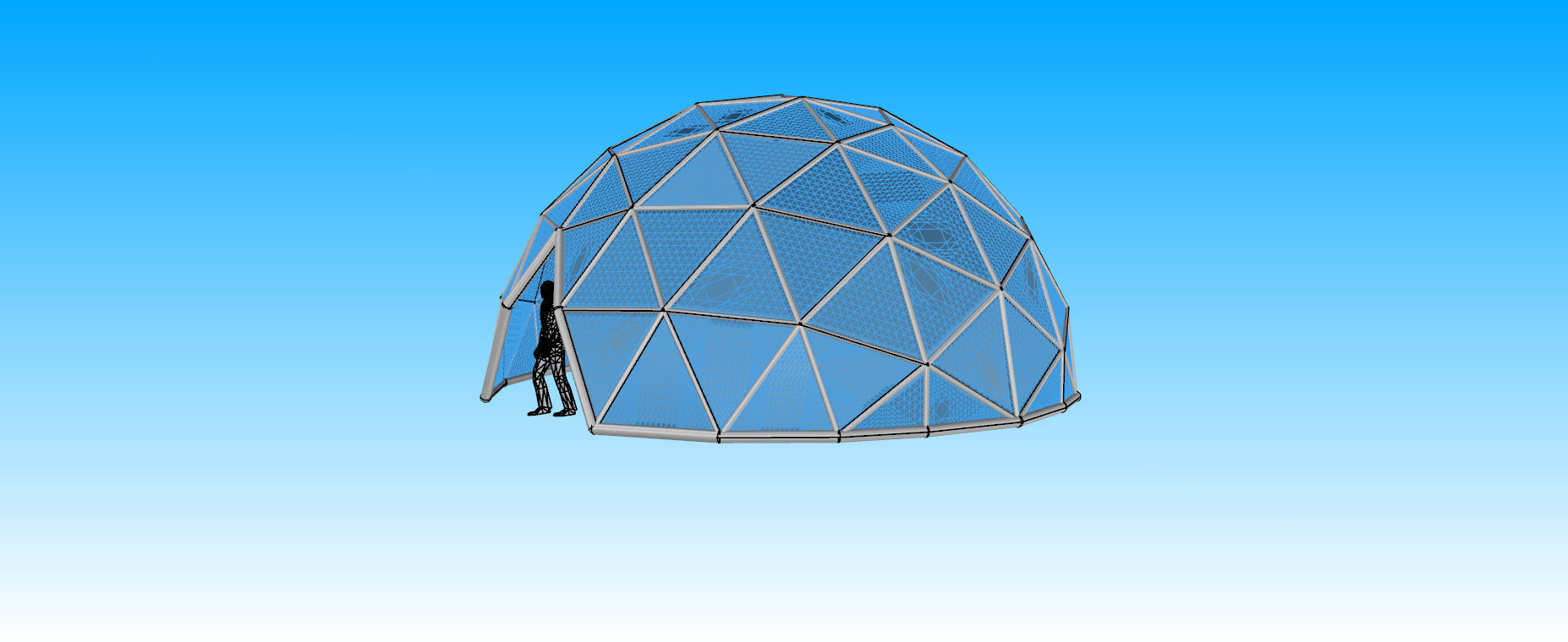 Large dome with glass panels and entry 3d DOME 3D model_19