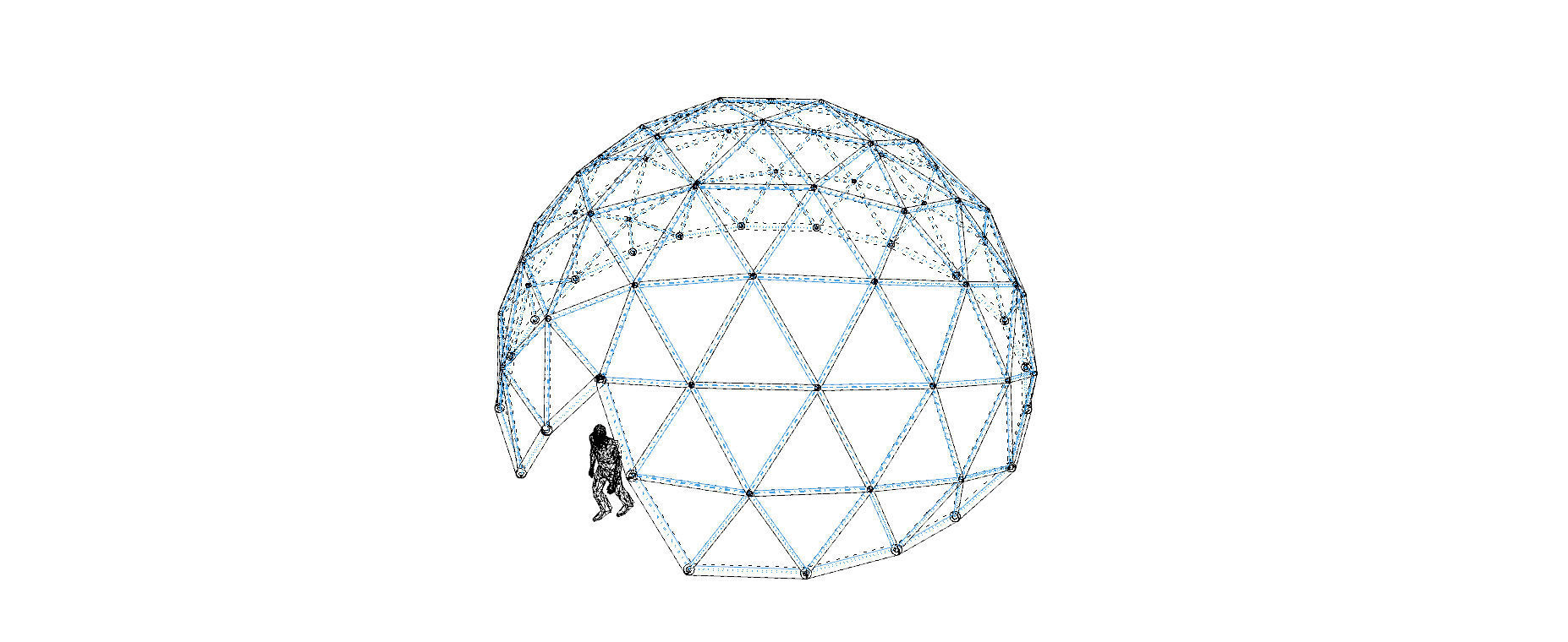 Large dome with glass panels and entry 3d DOME 3D model_13