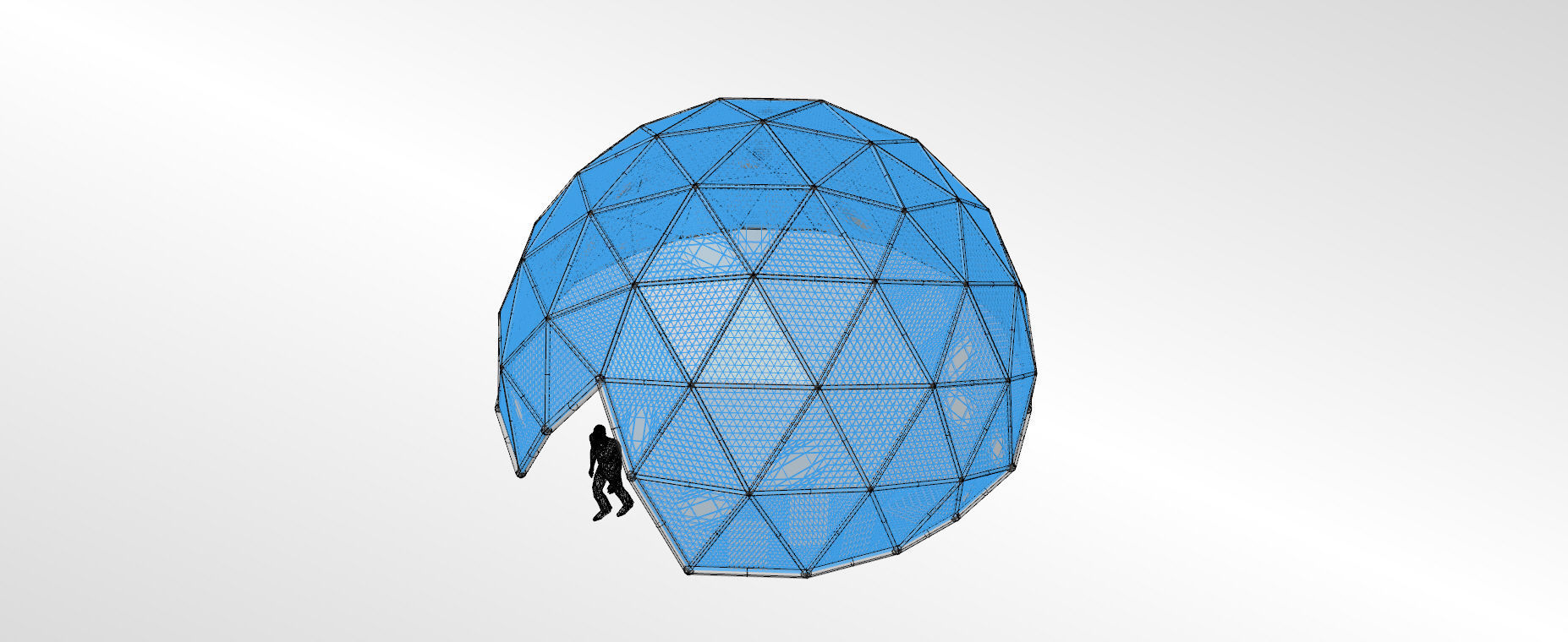 Large dome with glass panels and entry 3d DOME 3D model_12