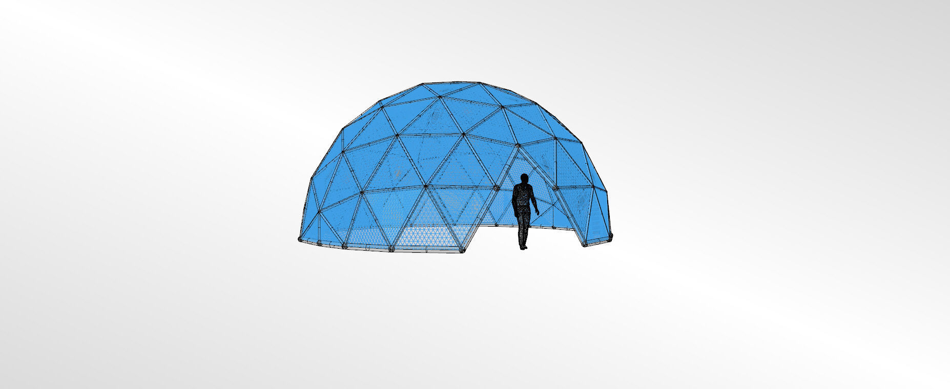 Large dome with glass panels and entry 3d DOME 3D model_8