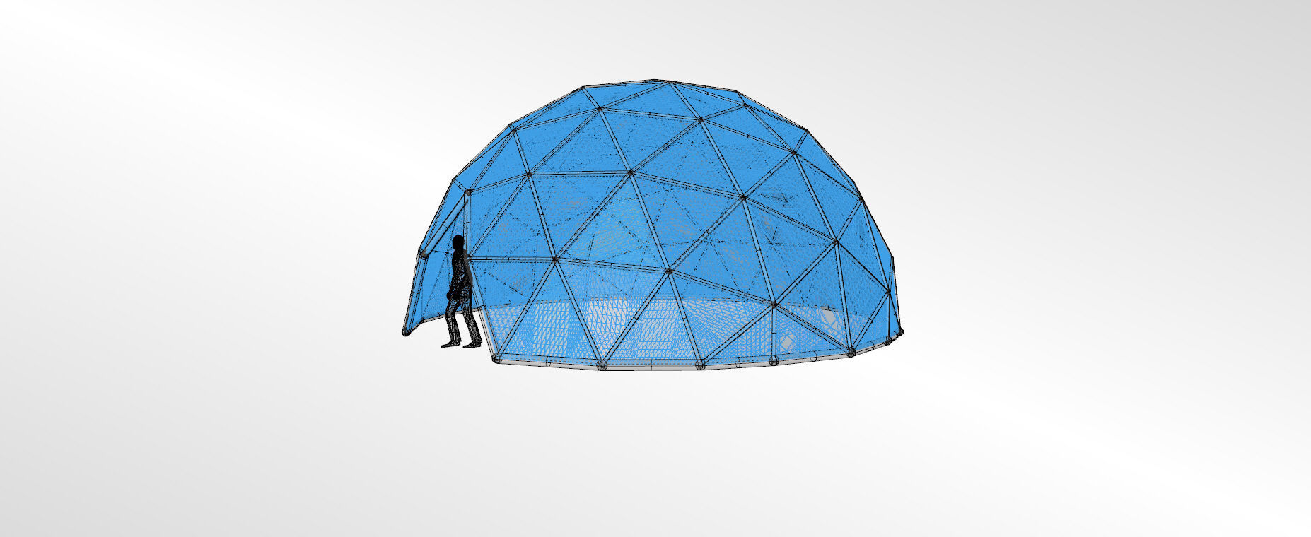 Large dome with glass panels and entry 3d DOME 3D model_22