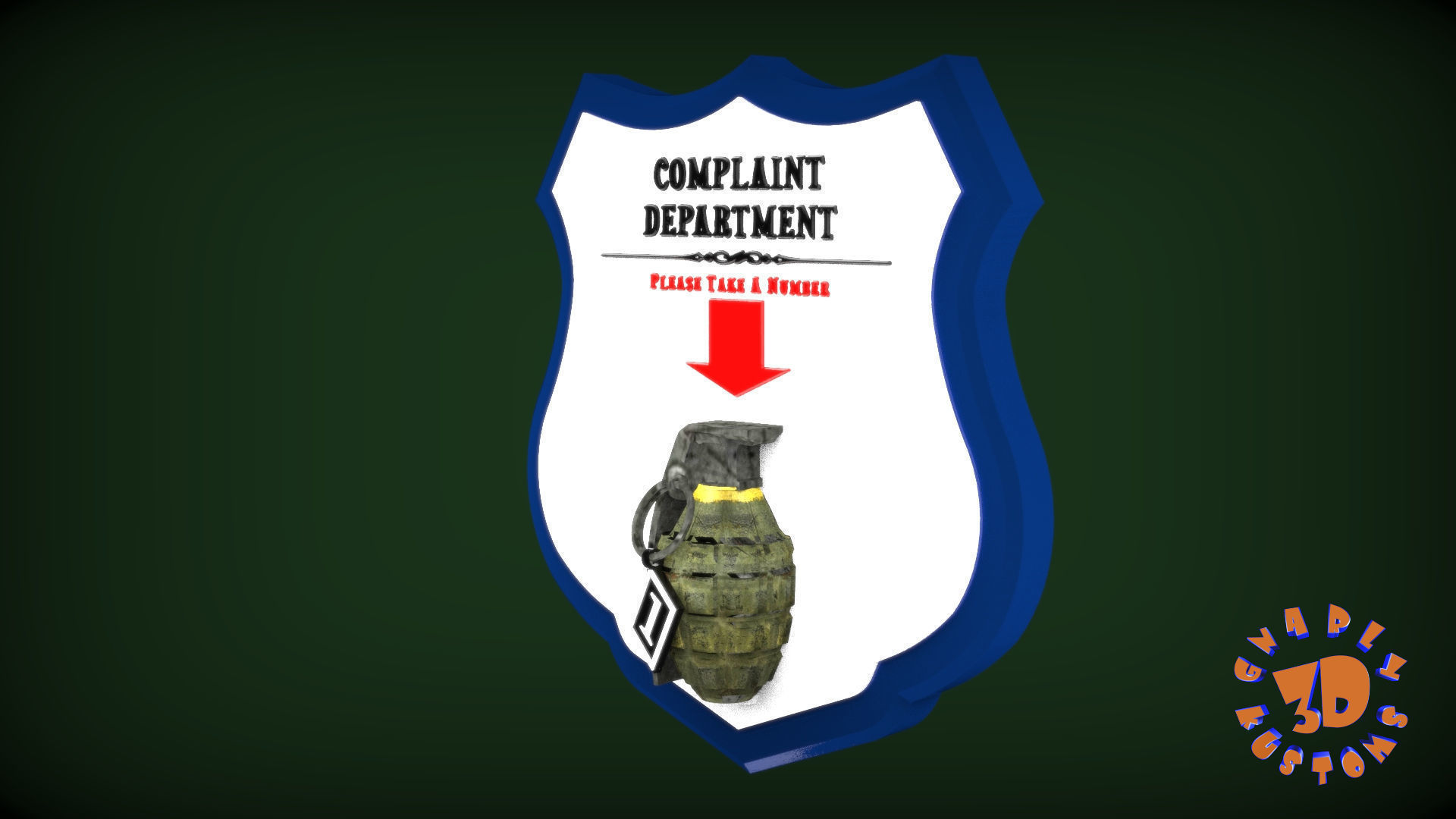 Complaint Department Please Take A Number - Humor Novelty Sign 3D print model_5