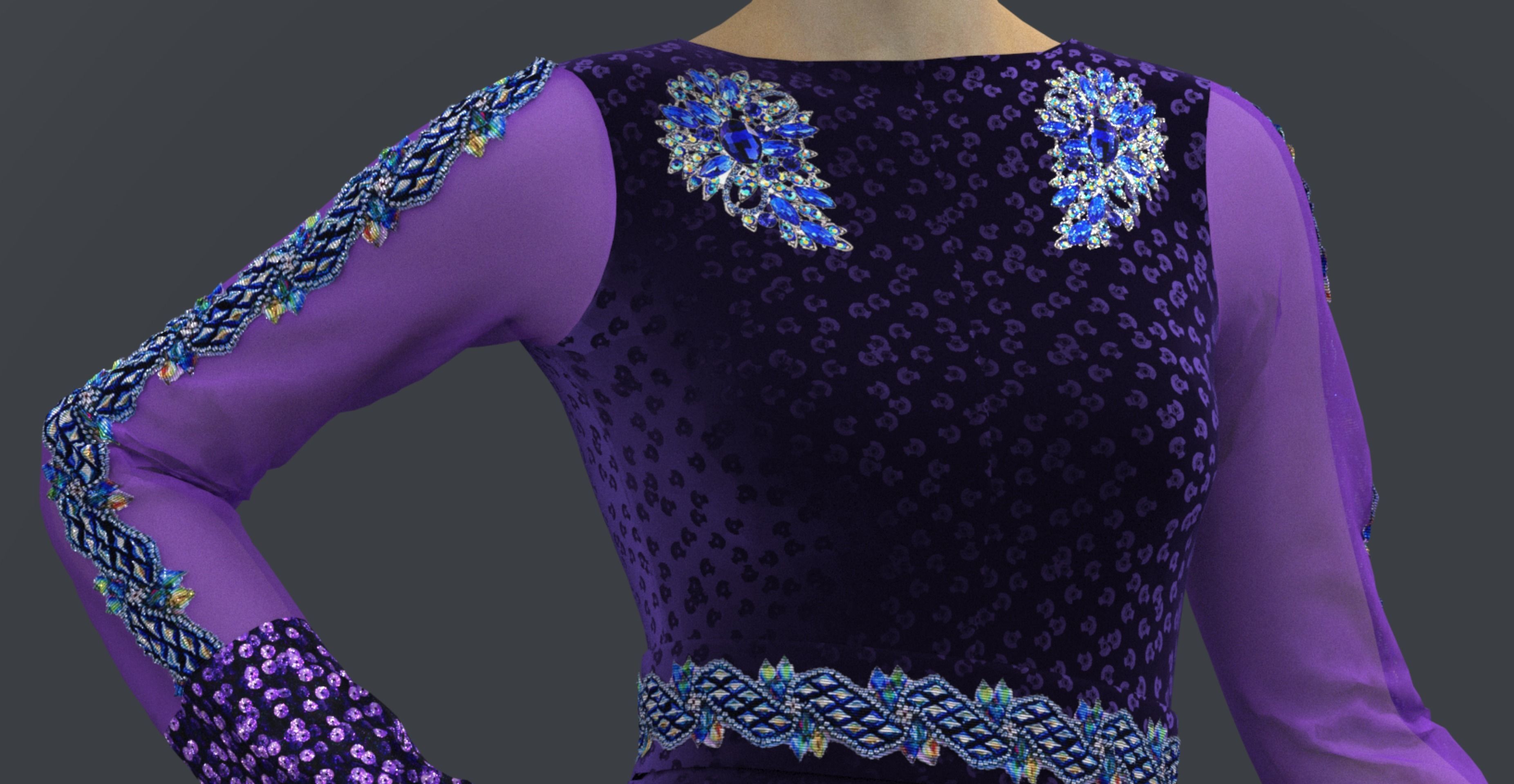 the blue velvet gown with sequance febric Texture_5