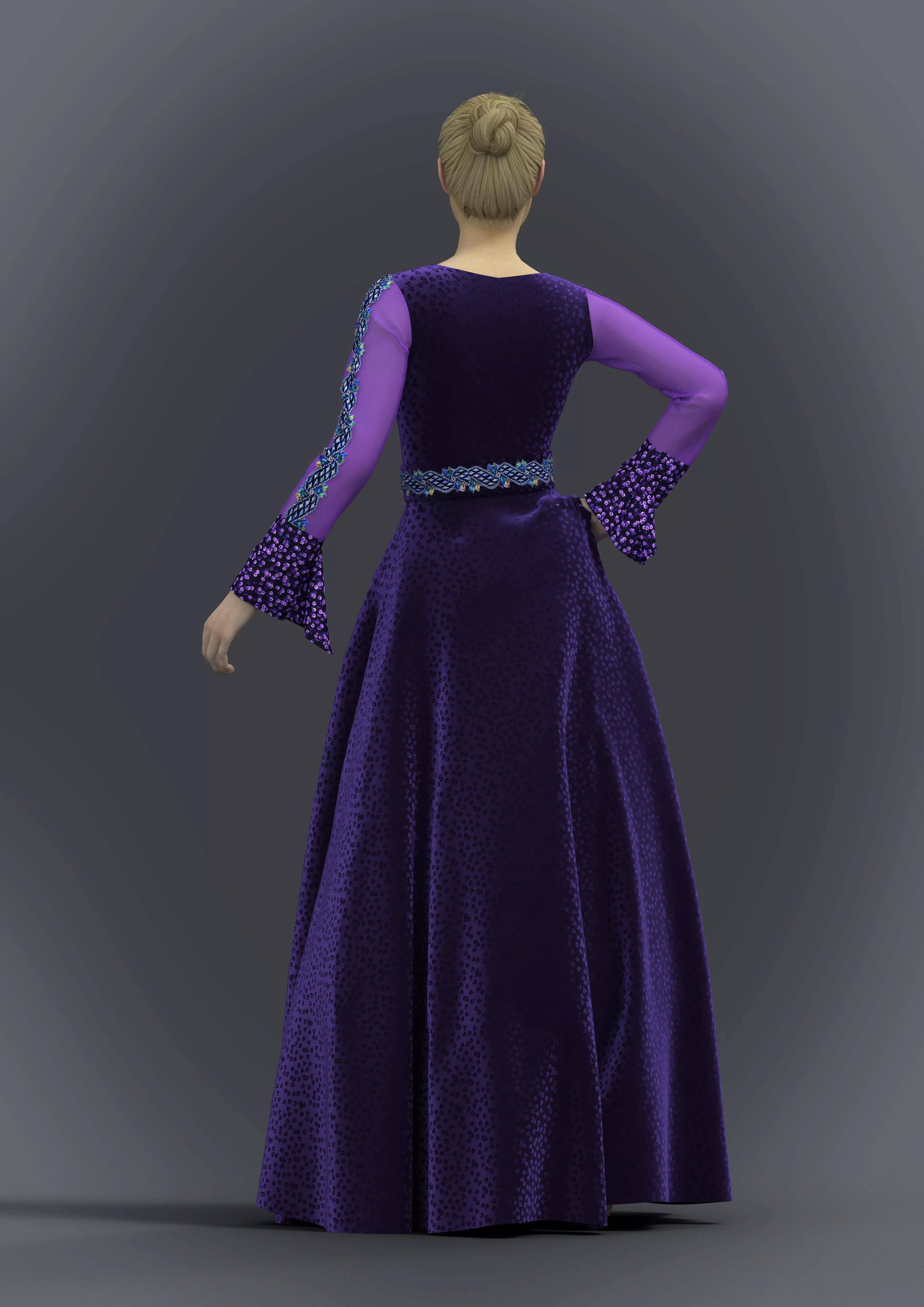 the blue velvet gown with sequance febric Texture_0