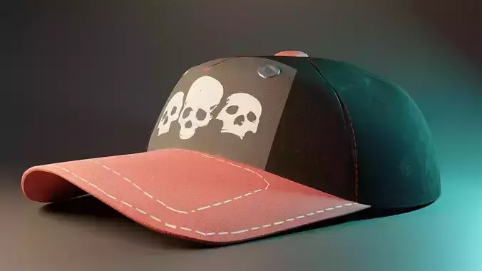 Cap 3D Model baseball with skulls Low-poly 3D model