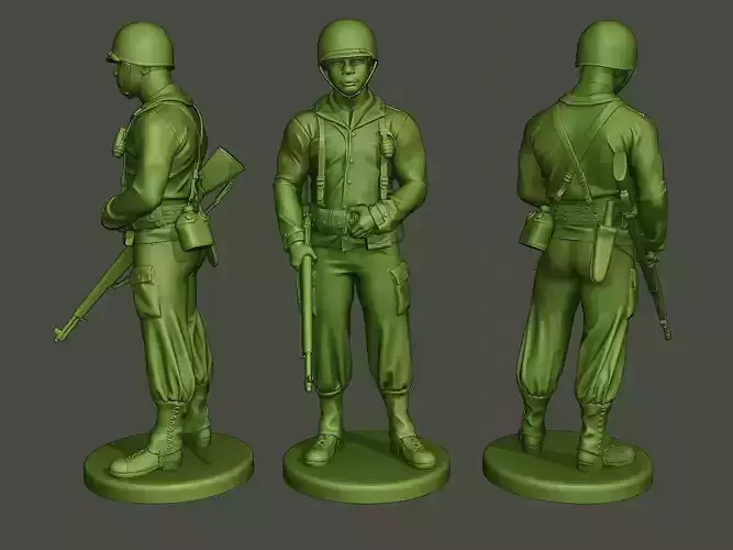 American soldier ww2 stand guard A5 3D print model
