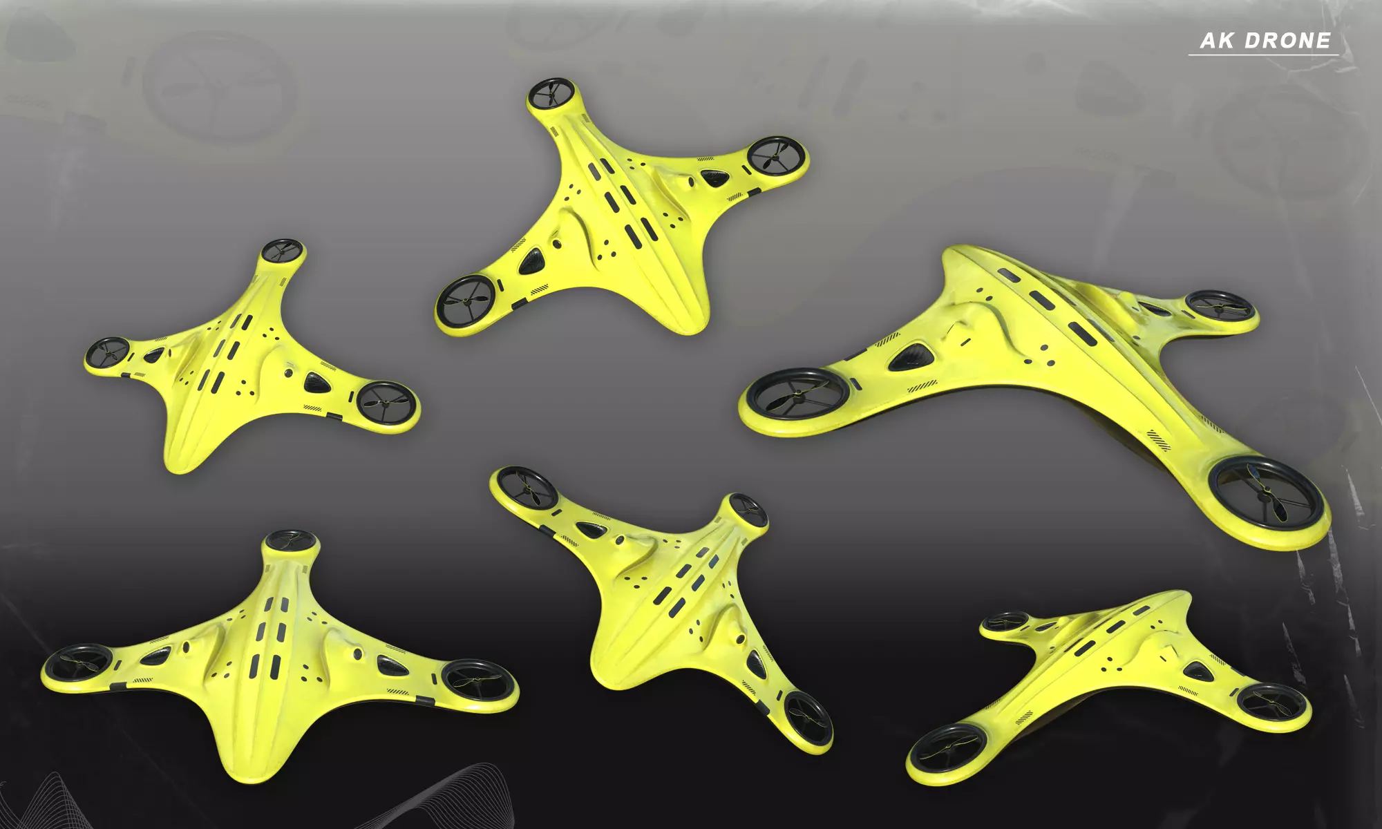 AK Drone Concept Low-poly 3D model_0