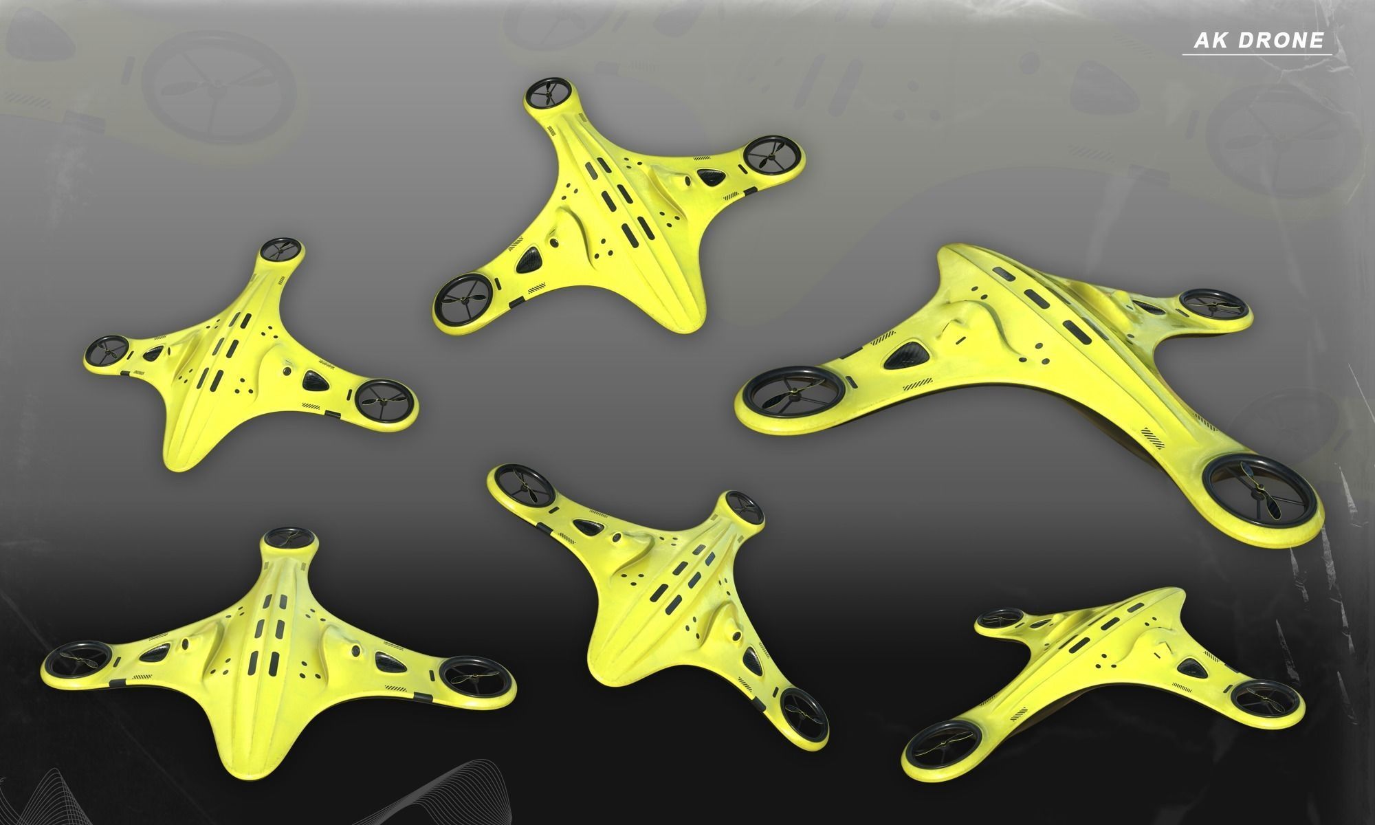 AK Drone Concept Low-poly 3D model_7