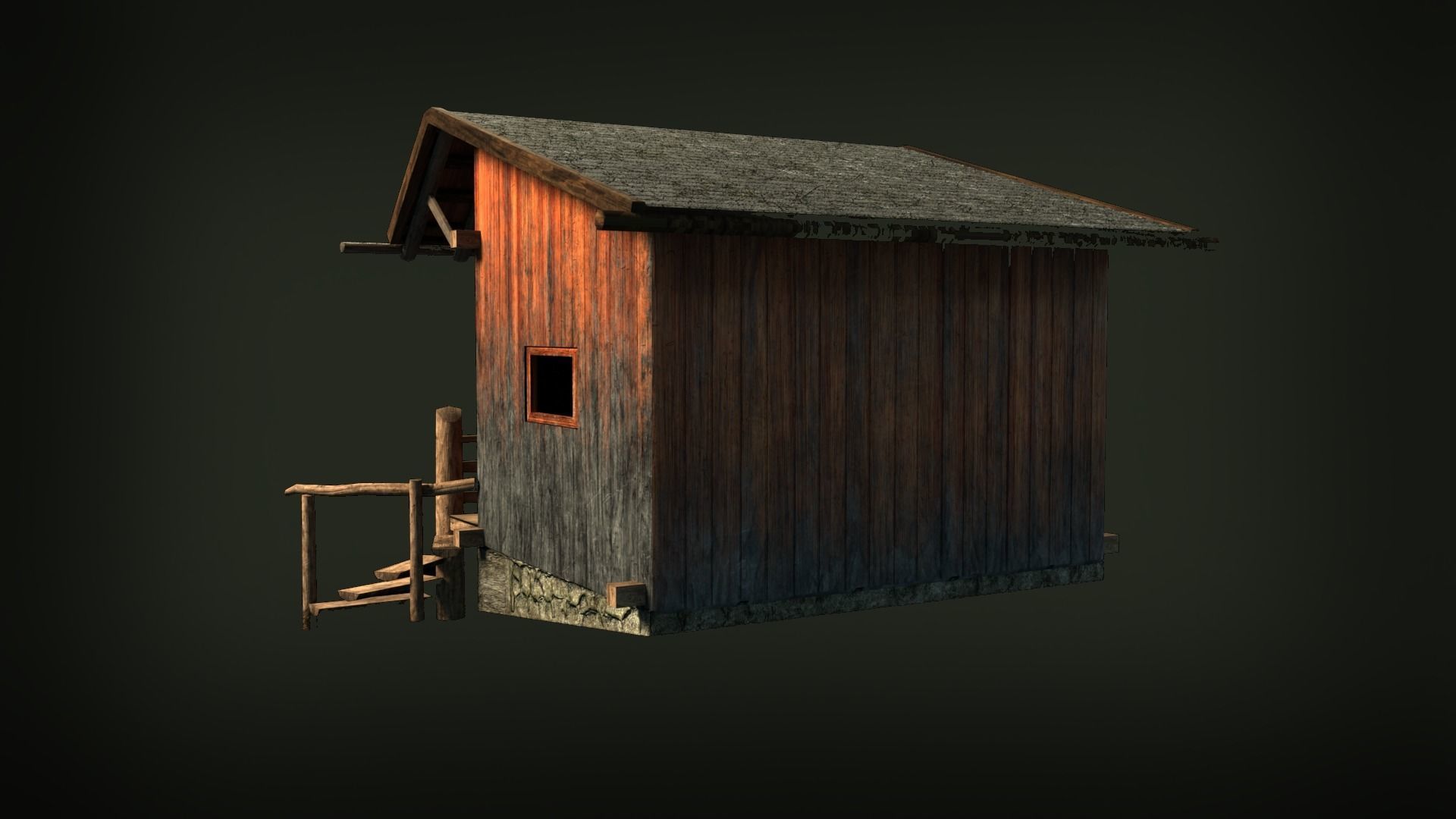 Mountain Hut Low-poly 3D model_1