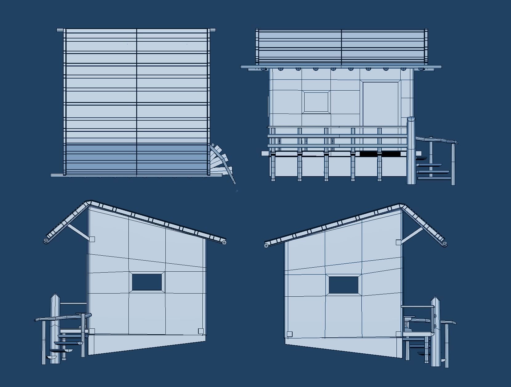 Mountain Hut Low-poly 3D model_6