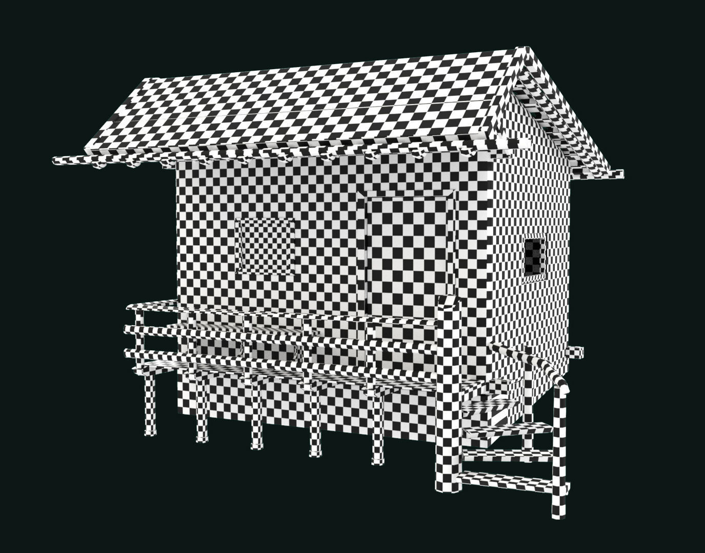 Mountain Hut Low-poly 3D model_8