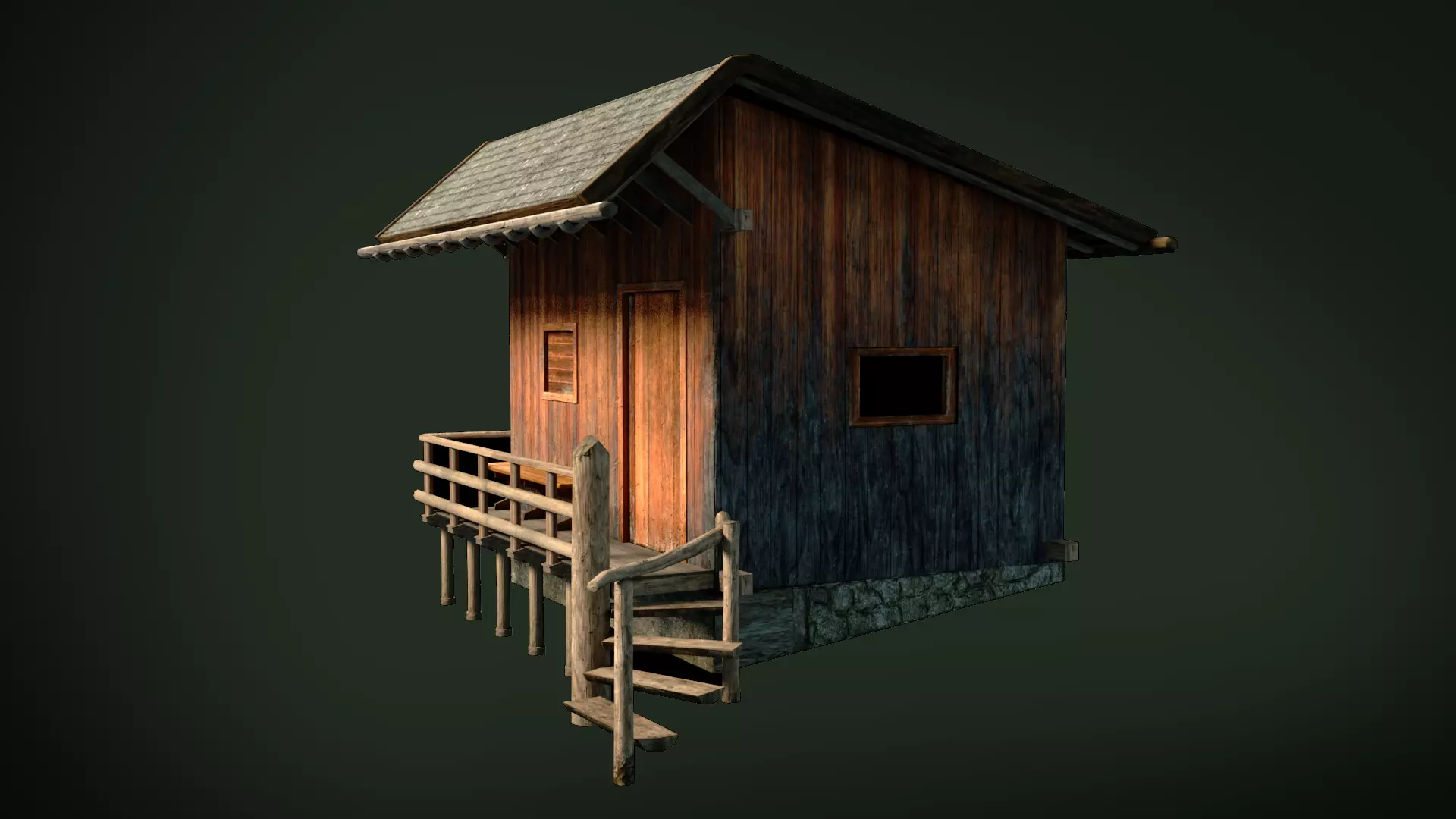 Mountain Hut Low-poly 3D model_0