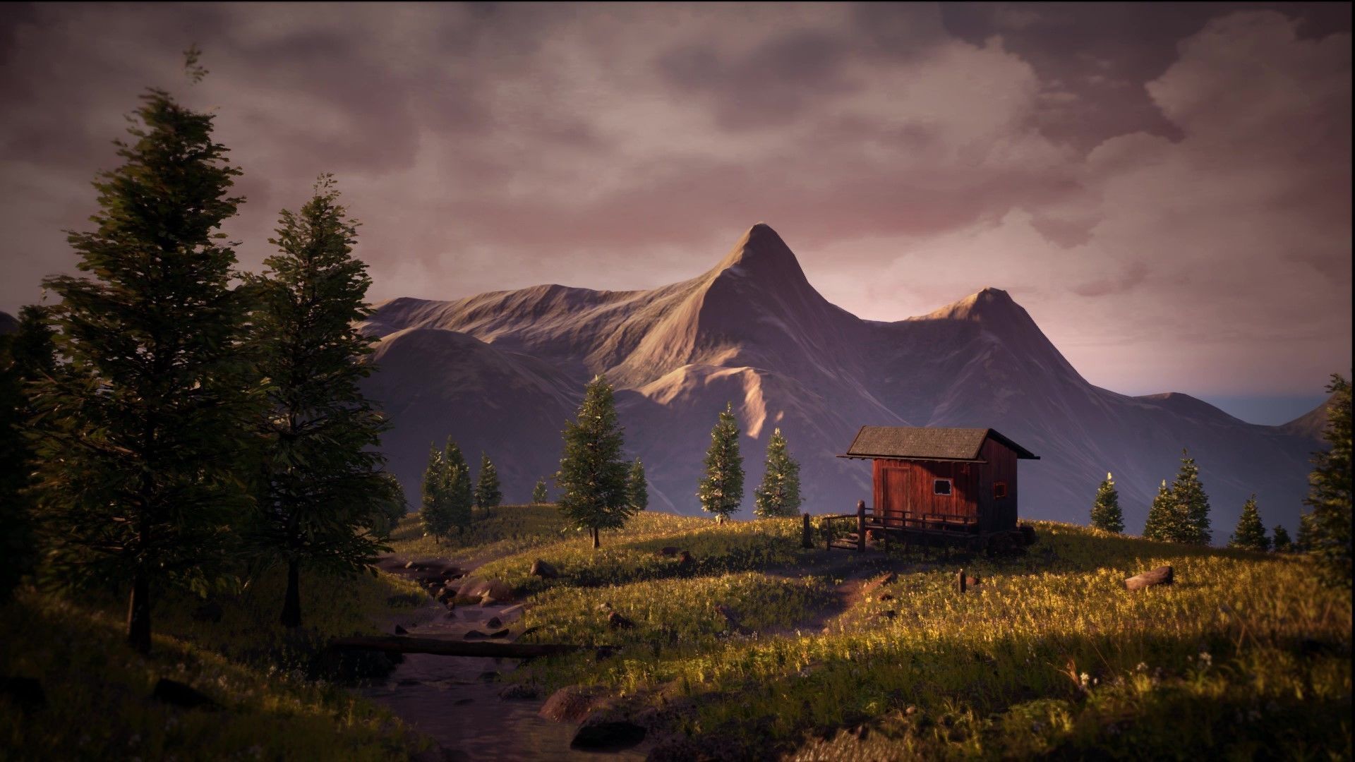 Mountain Hut Low-poly 3D model_4