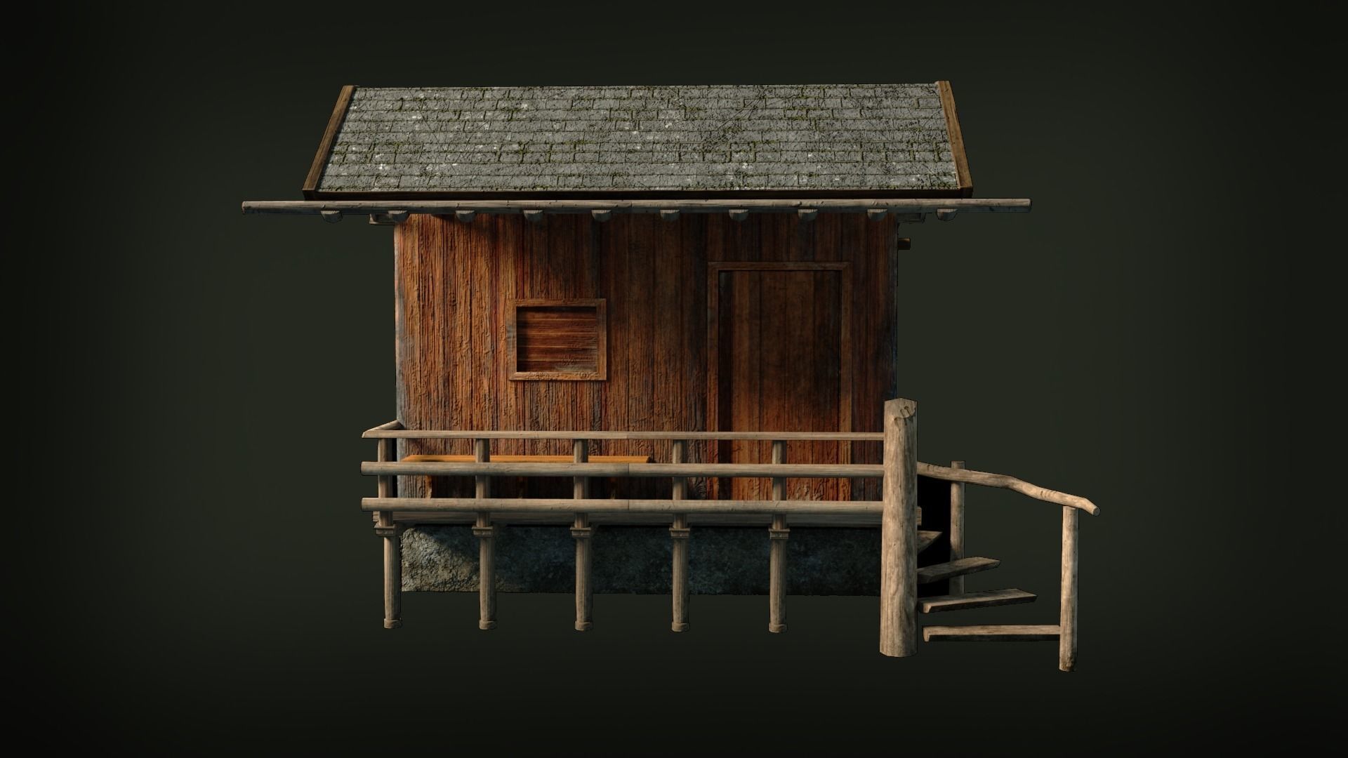 Mountain Hut Low-poly 3D model_2