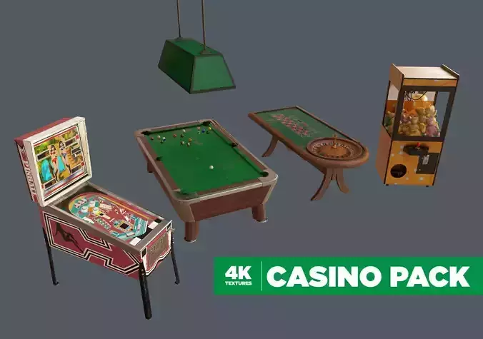 4K Low Poly Retro Casino Pack Low-poly 3D model