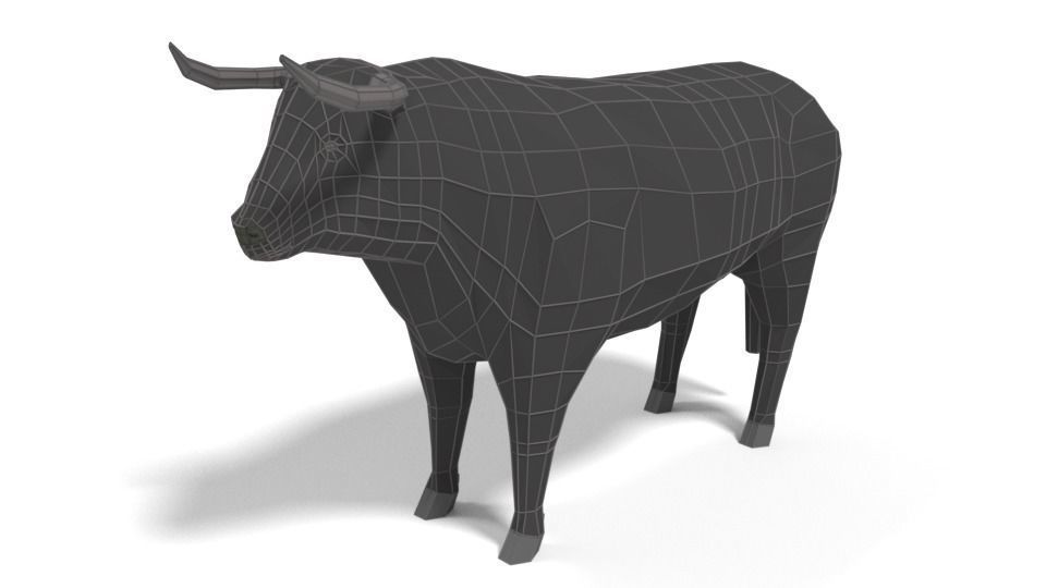 Low Poly Cartoon Bull Low-poly 3D model_8