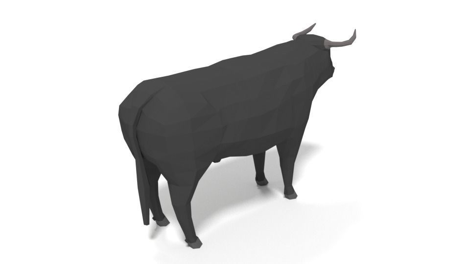 Low Poly Cartoon Bull Low-poly 3D model_4
