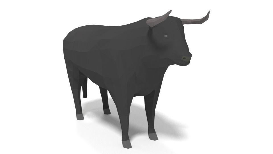 Low Poly Cartoon Bull Low-poly 3D model_3