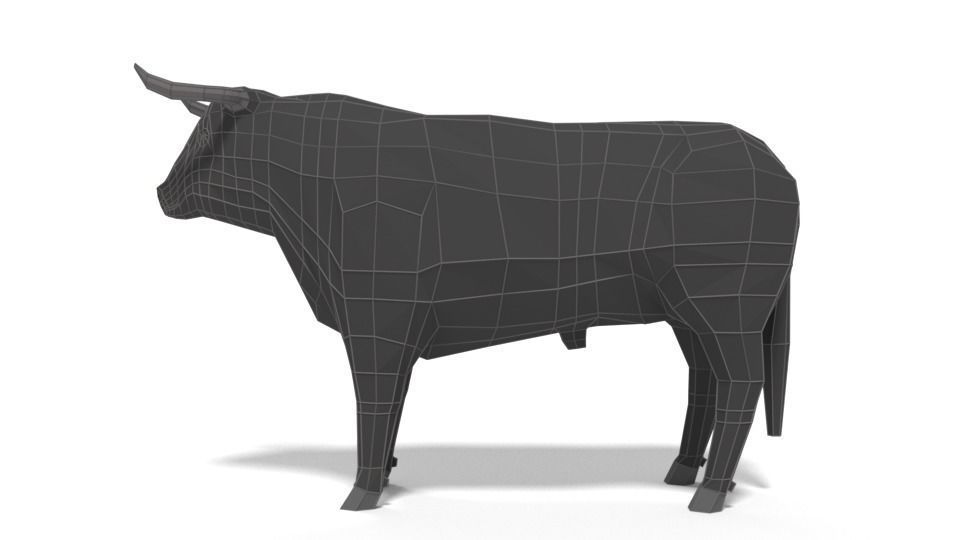 Low Poly Cartoon Bull Low-poly 3D model_9