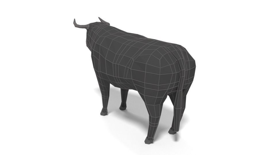 Low Poly Cartoon Bull Low-poly 3D model_14