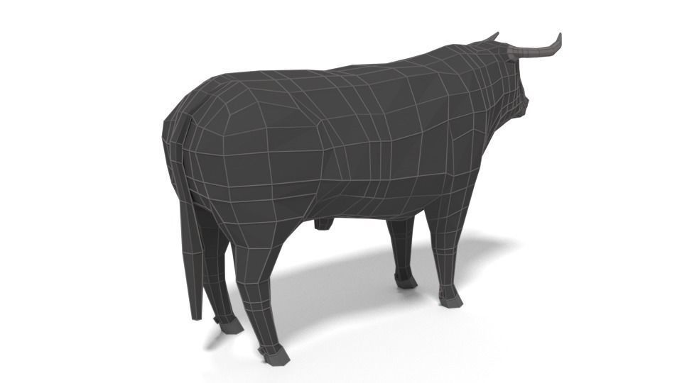 Low Poly Cartoon Bull Low-poly 3D model_12