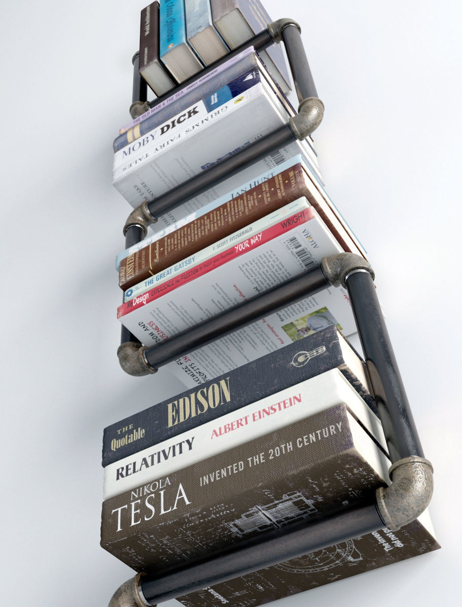 Collection of 6 bookshelves 3D model_10