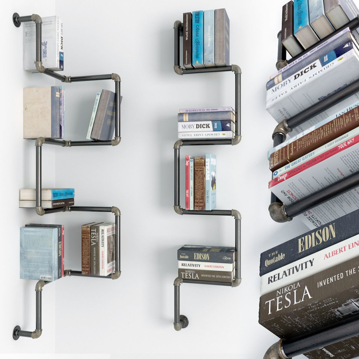 Collection of 6 bookshelves 3D model_1