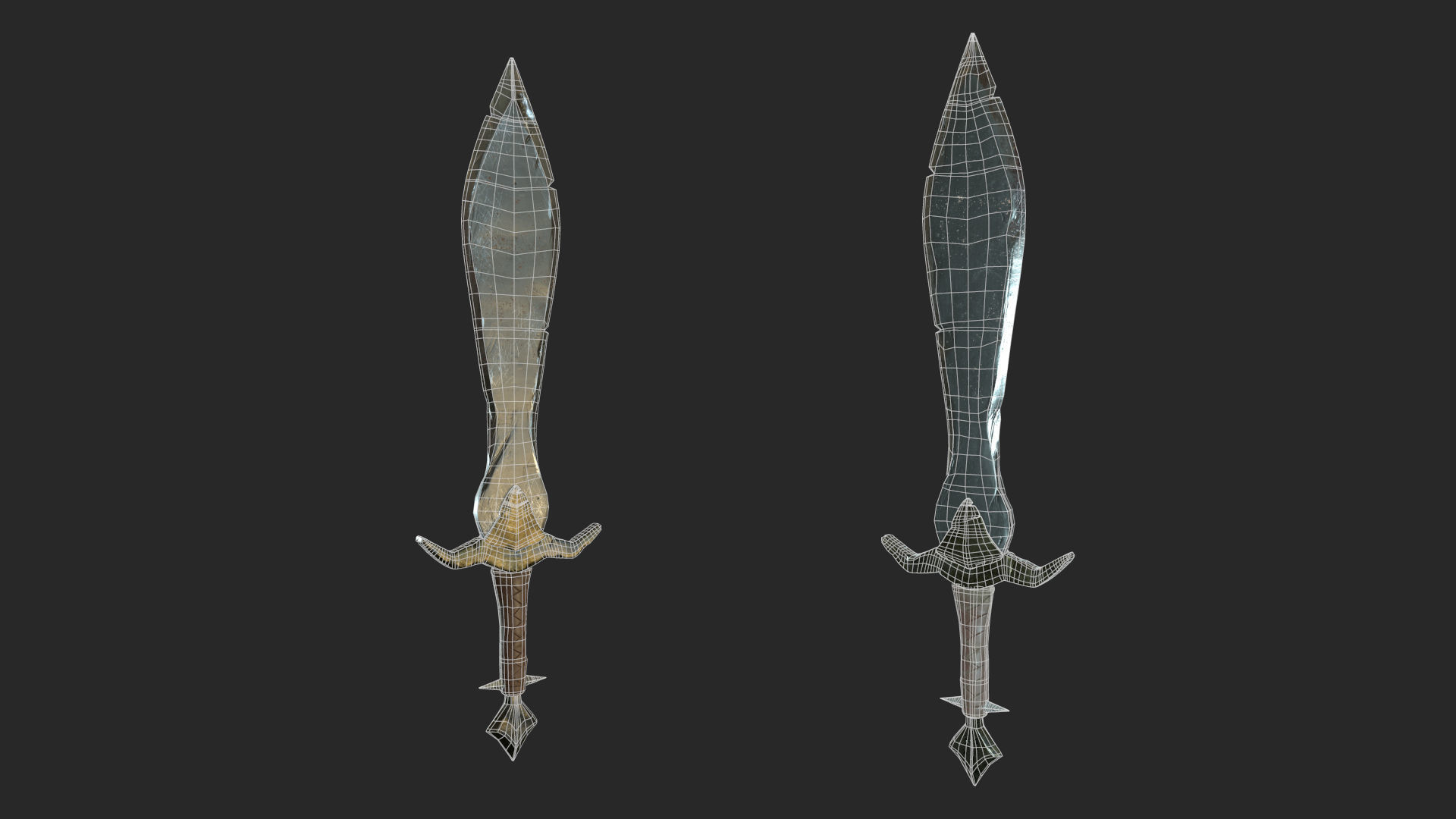 Medieval fantasy short sword Low-poly 3D model_4